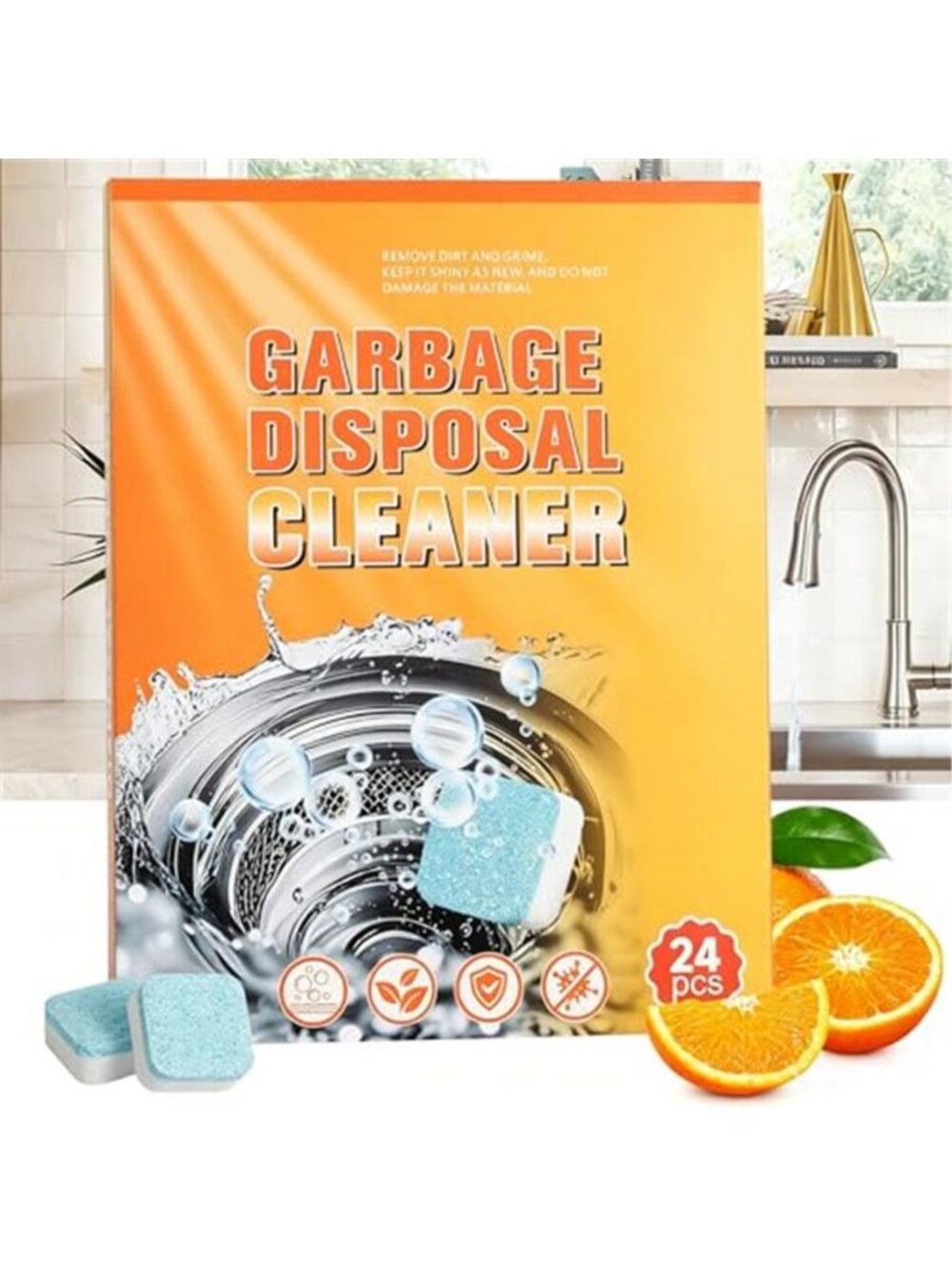 Garbage Disposal Tablets, Dissolve Grime & Remove Odors, 24pk - D